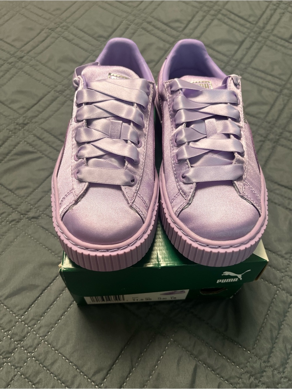 Puma Lilac Satin Basket Sneakers RARE